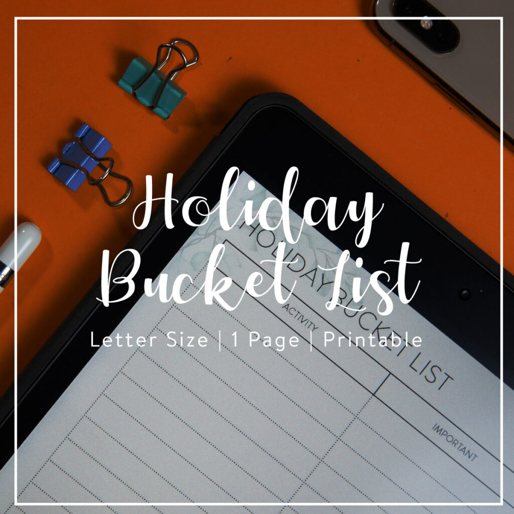 holiday bucket list free planner printable 