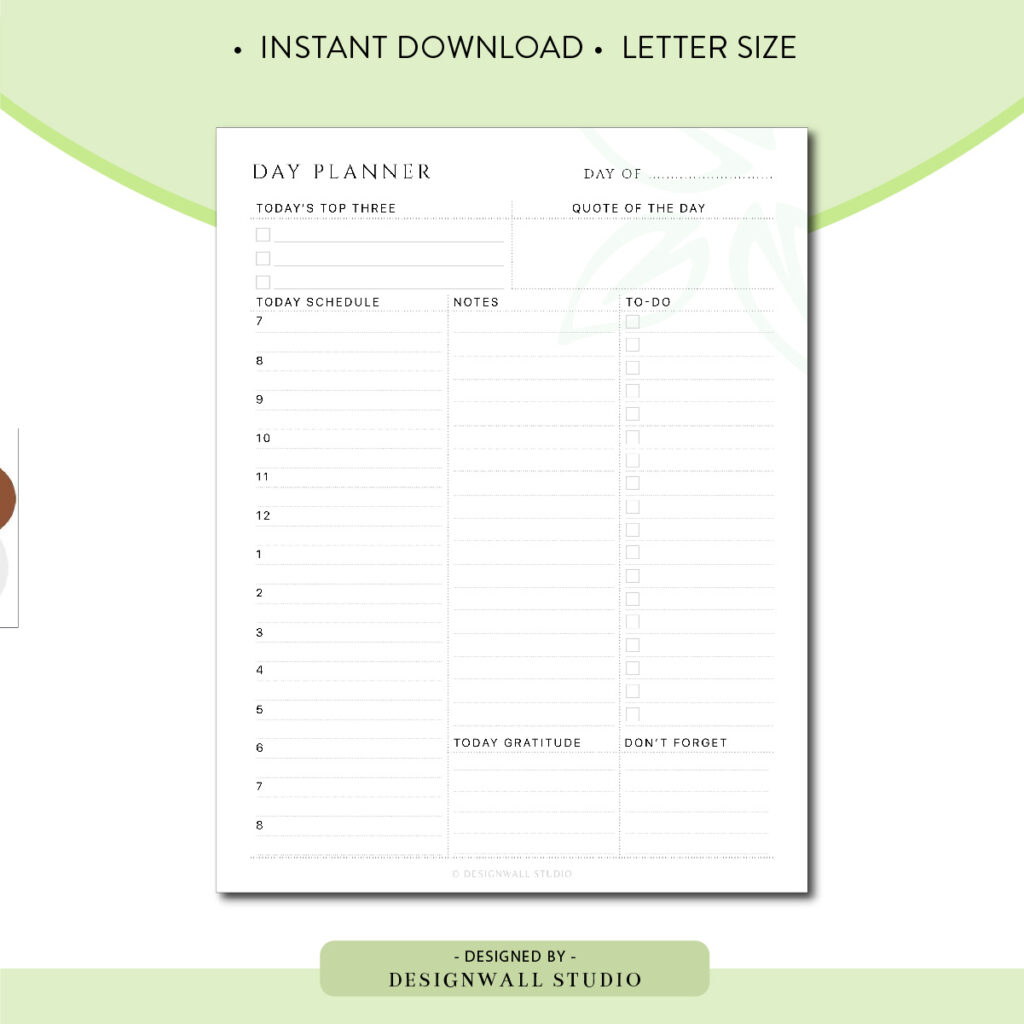 day planner printable with free download