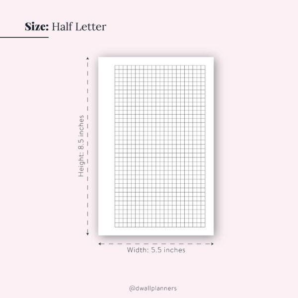 Grid Paper Printable Insert | Half Letter size