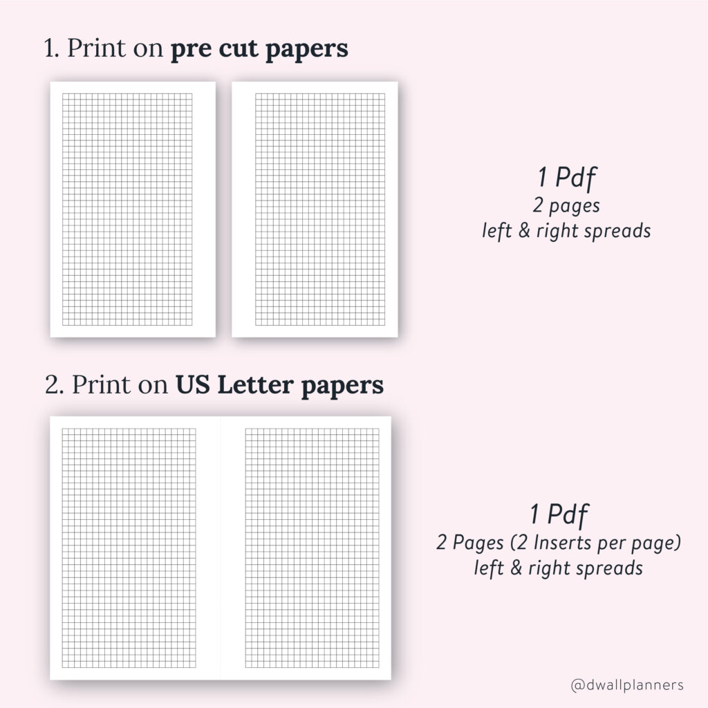 Grid Paper Printable Insert Half Letter Size Designwall Studio