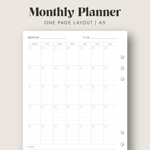 monthly planner printable insert