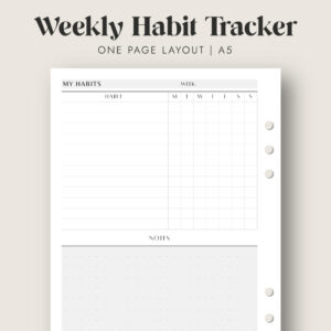 Weekly Habit Tracker Printable | A5 size