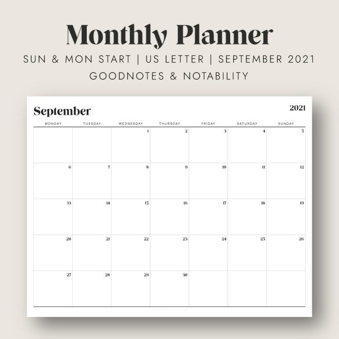 monthly planner September 2021
