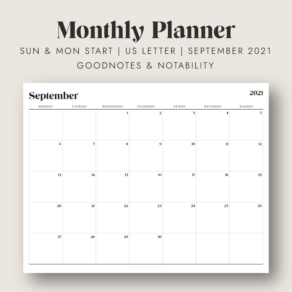 monthly planner September 2021