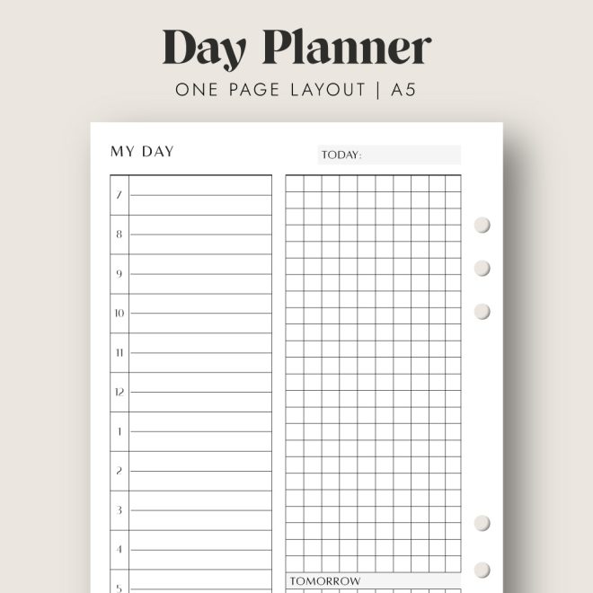 day planner printable insert in a5