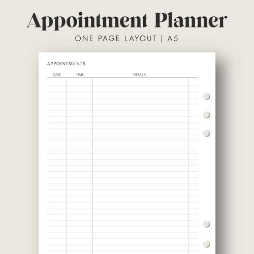 APPOINTMENT PLANNER PRINTABLE INSERT