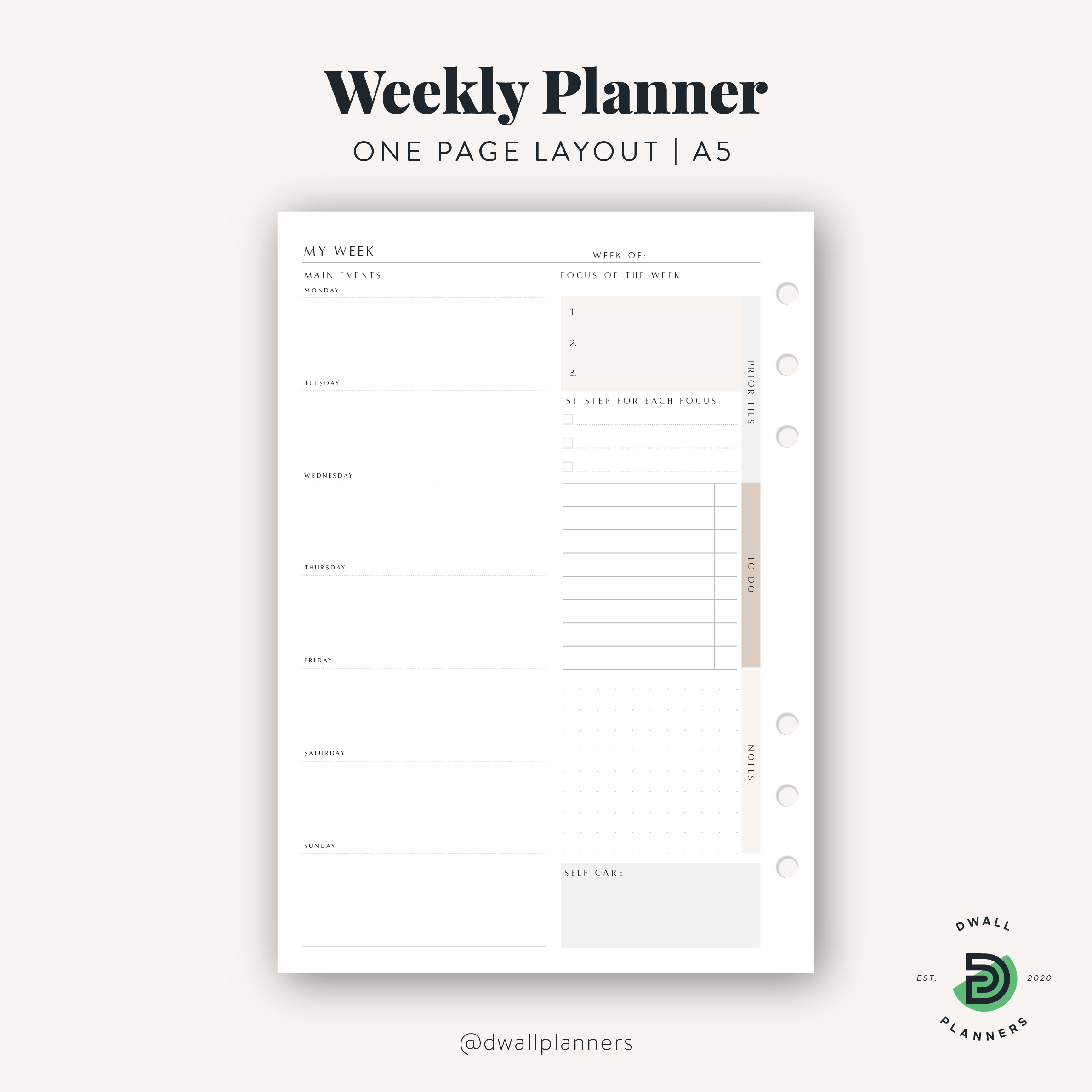 Weekly Planner - Freebie - Designwall Studio