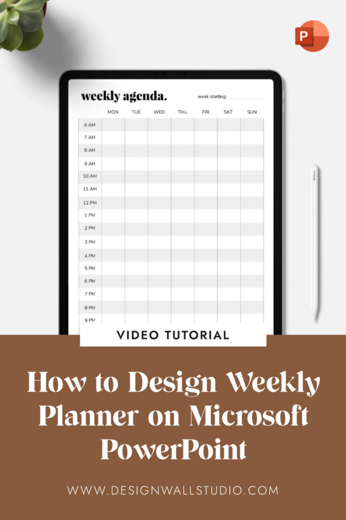 weekly planner design on PowerPoint 