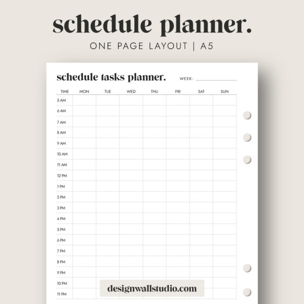 Schedule Task Planner Printable Insert (A5) – Free Download | One Page ...