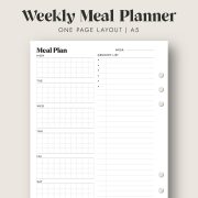  A5 Size Planner Recipe Inserts, A5 Size Meal Planning