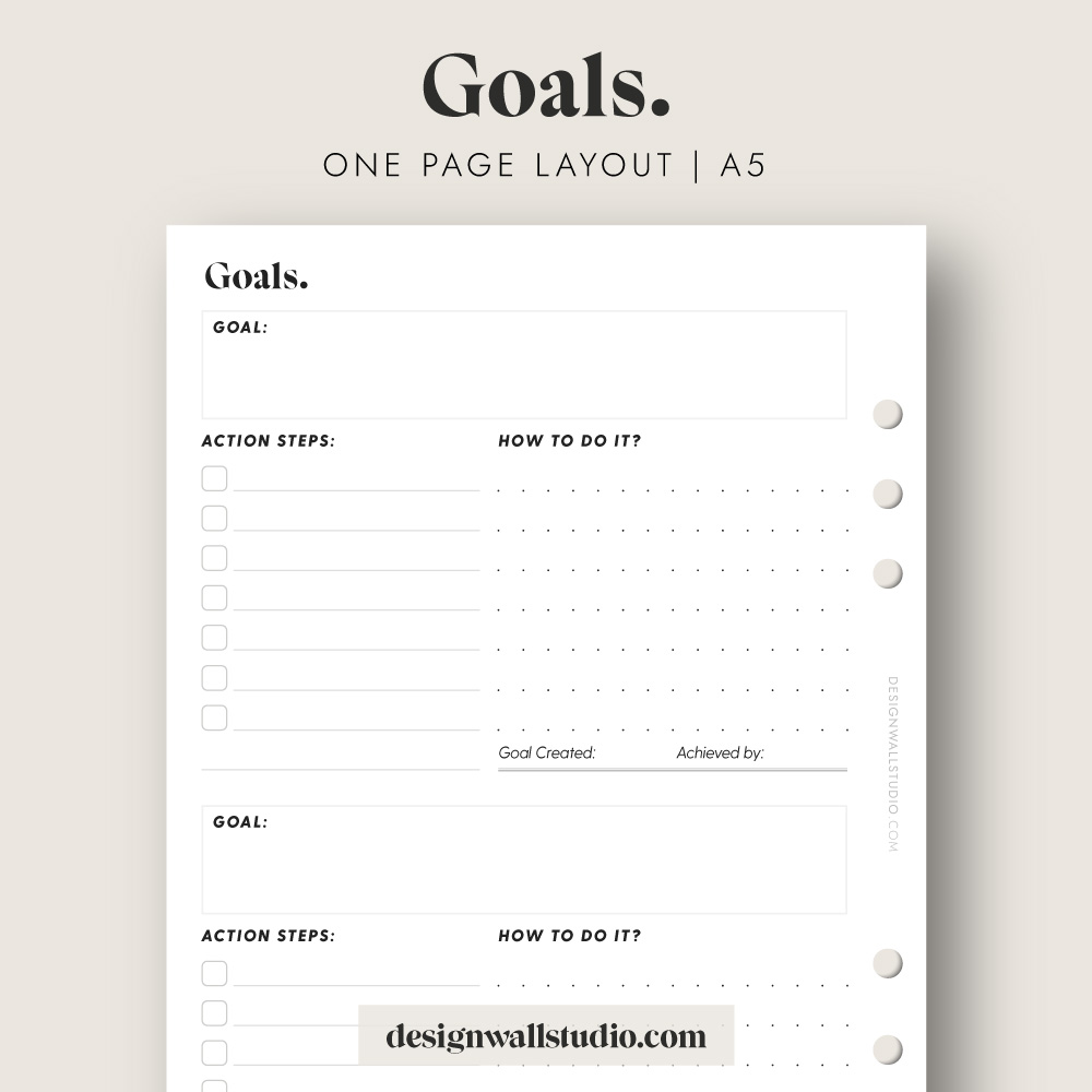 Goal Planner Inserts for Personal Size Planners 