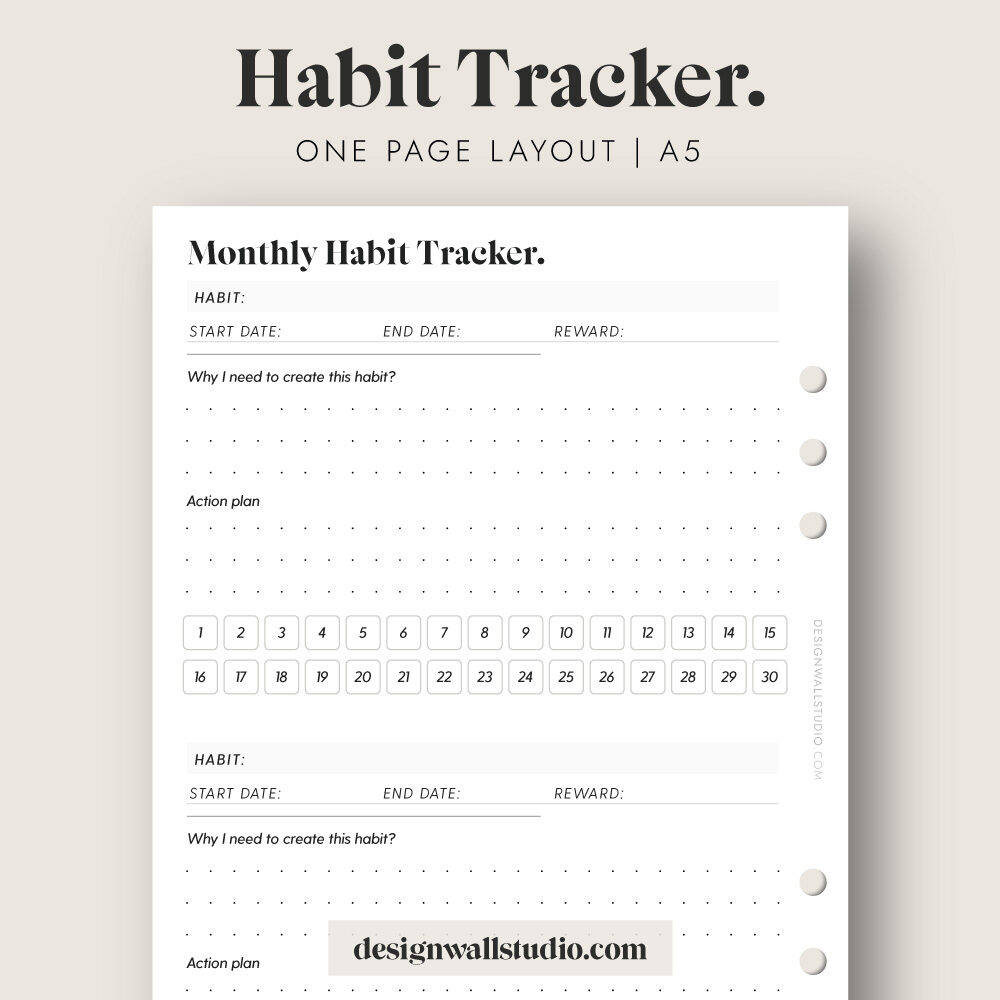 habit tracker printable insert