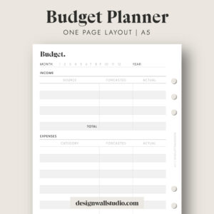 Monthly Budge Planner Printable Insert (A5) – Free Download | One Page ...