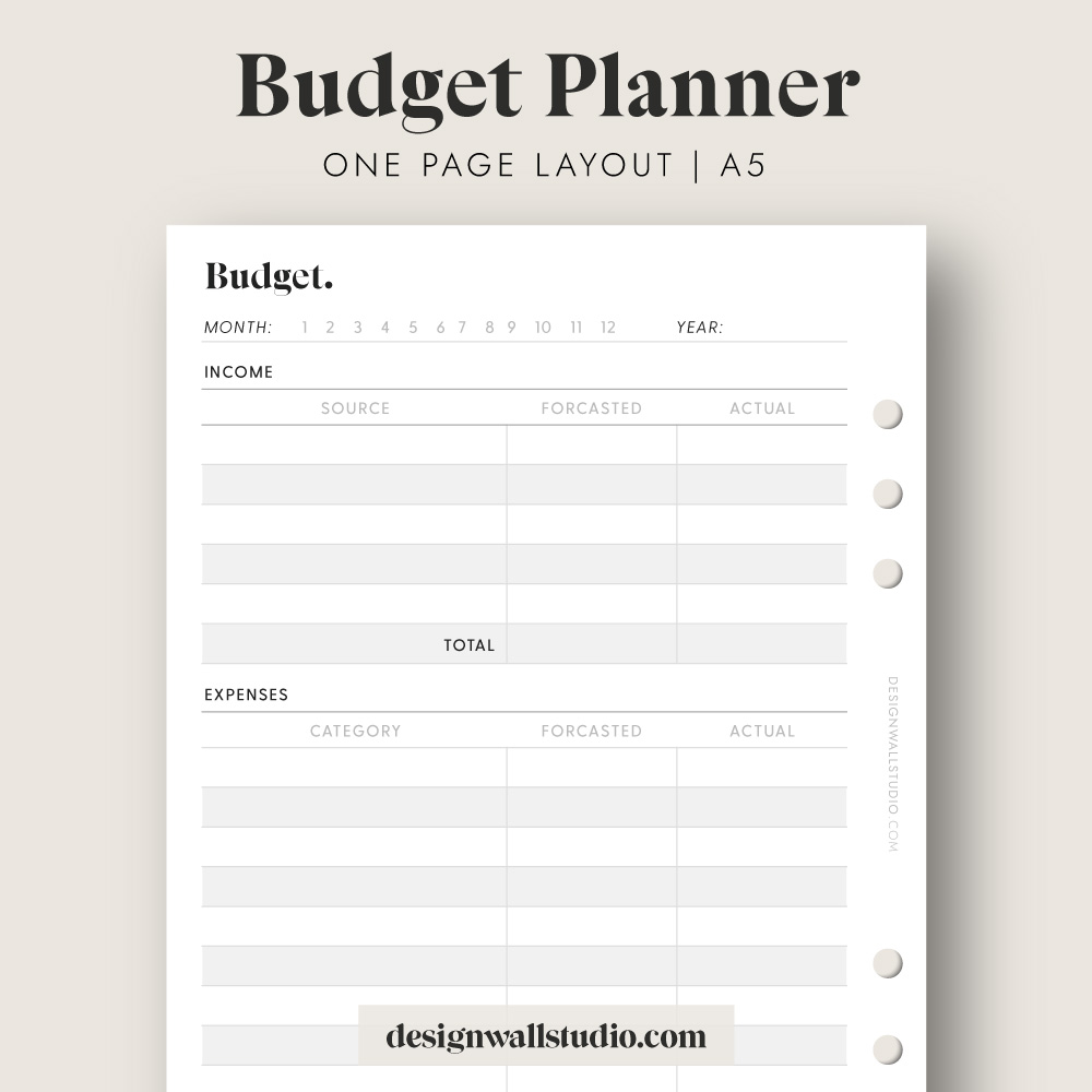 Monthly Budget Planner, Financial Tracker, Finance Planner, Budget Planner,  Budget Tracker, Printable Planner Inserts | A4 Letter A5