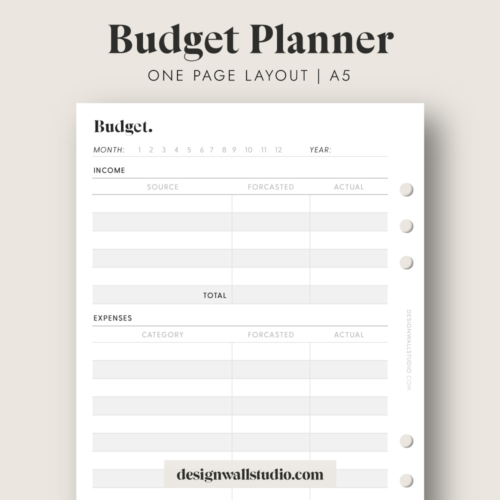 Monthly Budge Planner Printable Insert (A5) – Free Download | One Page Layout