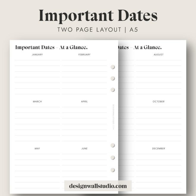 important dates printable insert