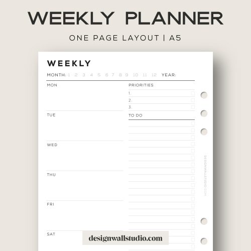 Undated Week On One Page WITH LIST Planner Insert (Mon Start) - NO