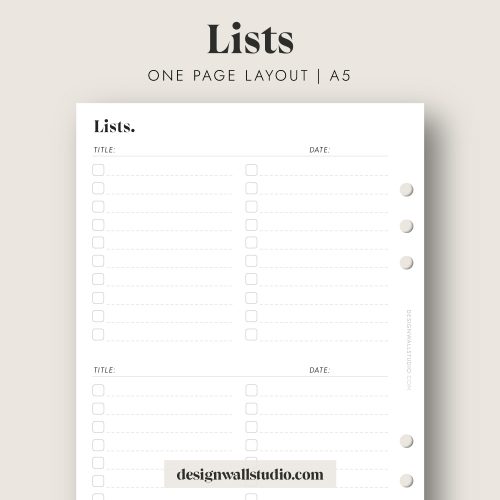 printable lists