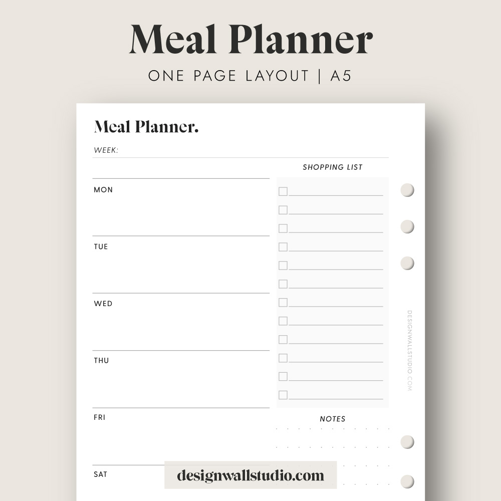 planner inserts printable free meals