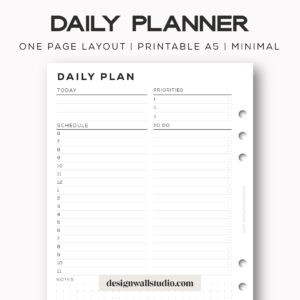 Daily Planner – Printable Insert (A5) – Free Download | One Page Layout