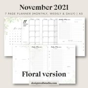 November monthly, weekly and daily planner