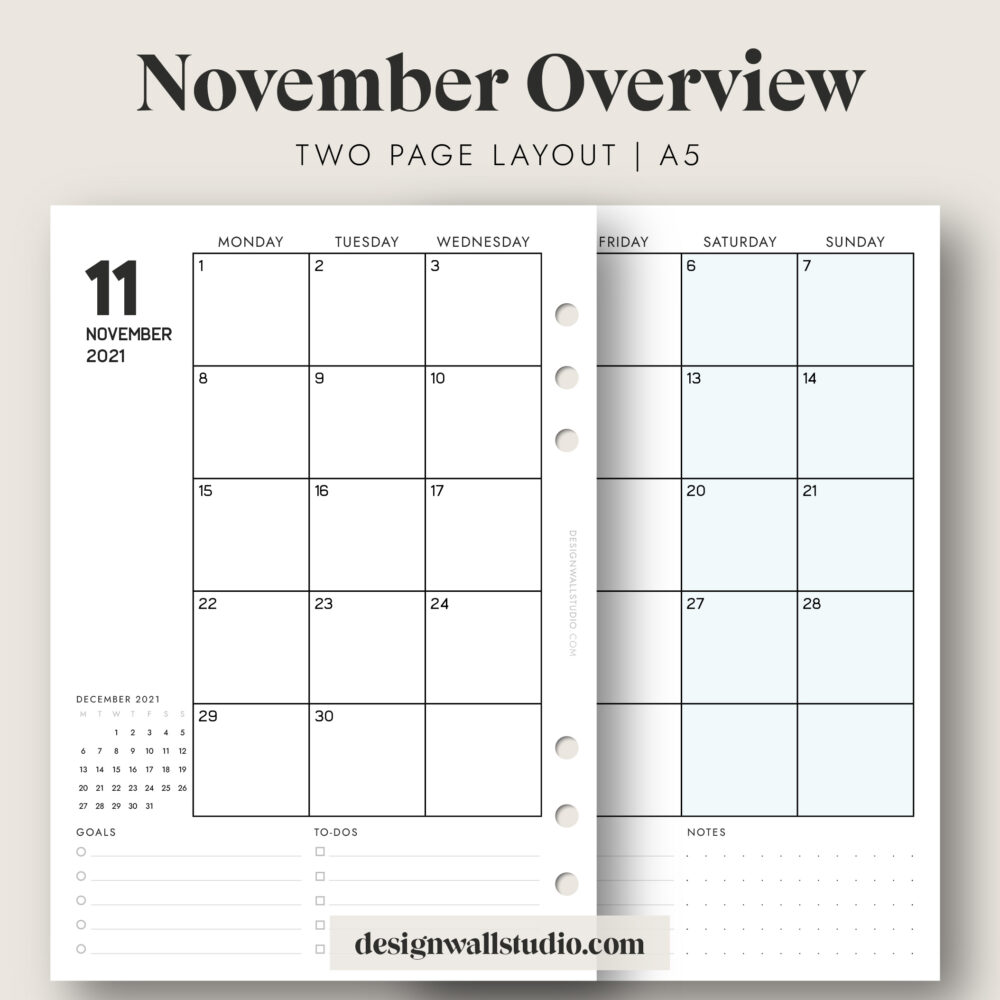 November 2021 Planner Printable Insert (A5) – Free Download | Two Page ...