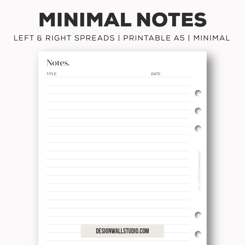 minimal notes printable insert