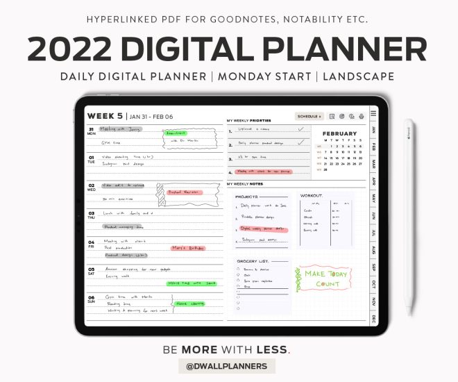 Minimalist Digital Daily Planner – January | Free Download