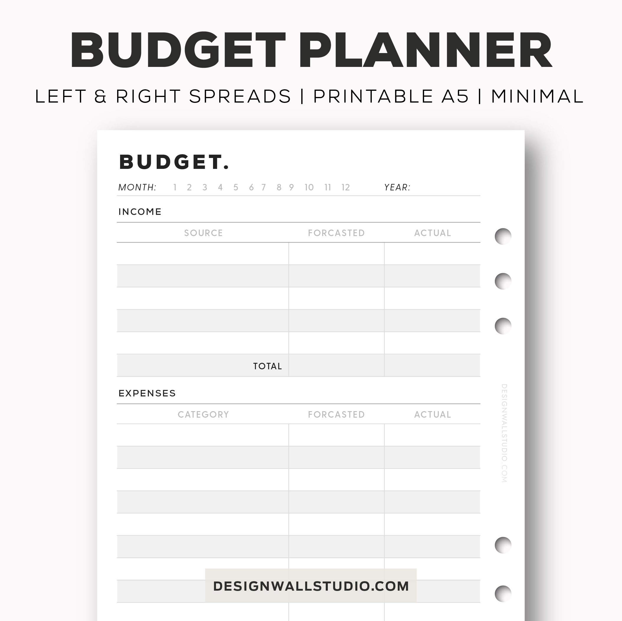 Budget Planner Printable A6 Inserts, Monthly Budget Template