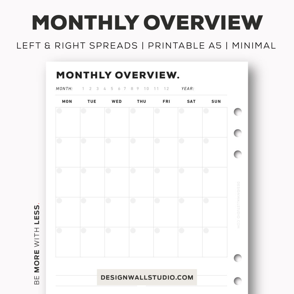 Printable Monthly overview