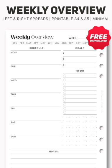 weekly overview printable planner