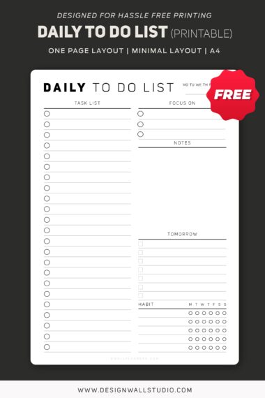daily planner printable to do list