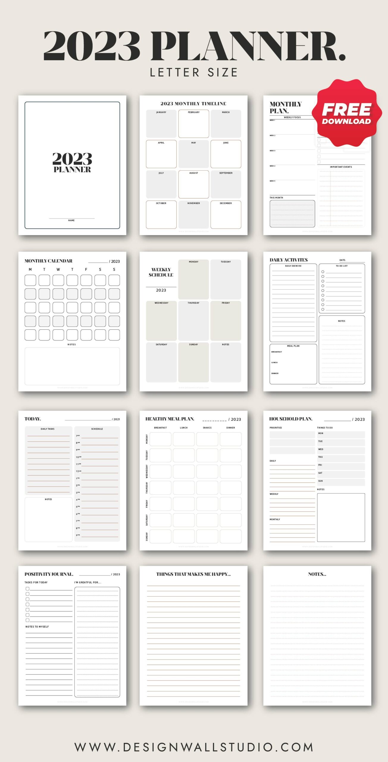 yearly planner monthly weekly daily notes