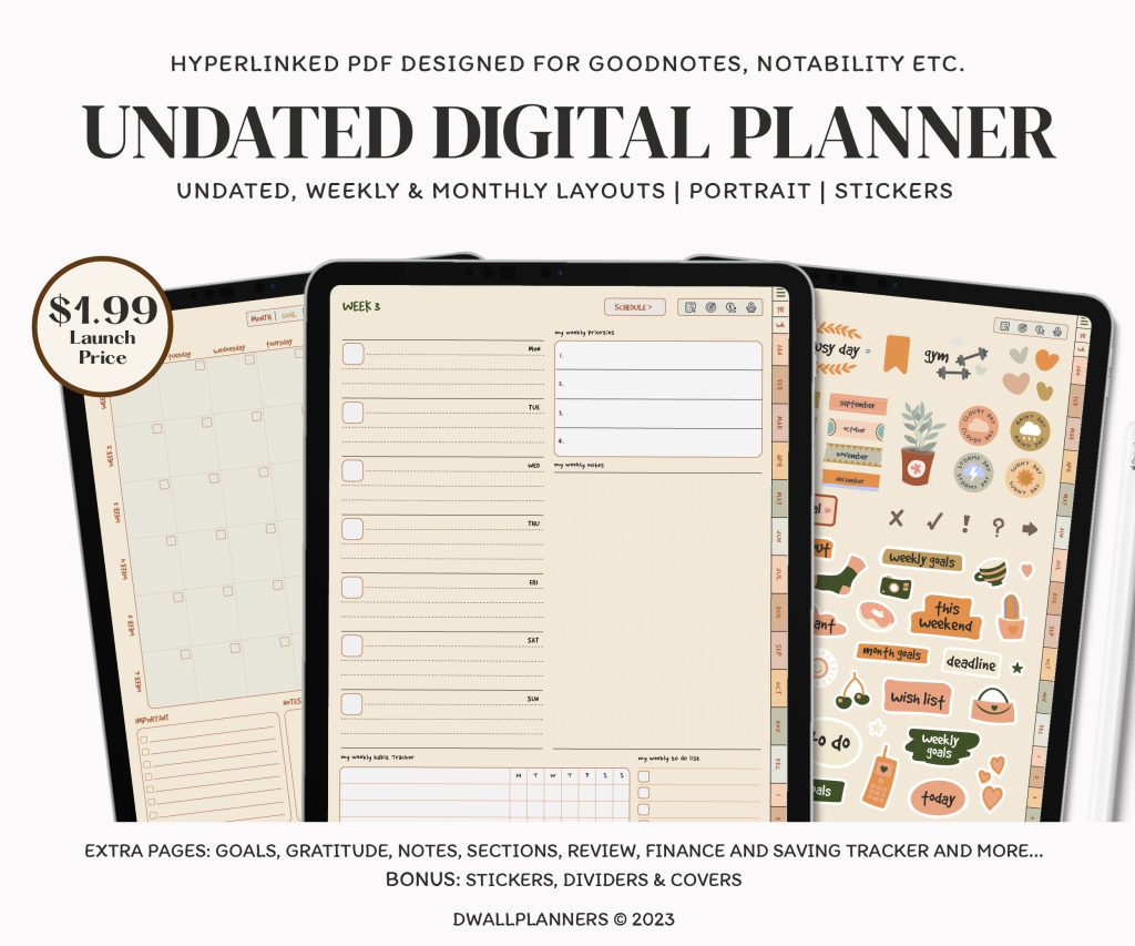 Undated Digital Planner (Weekly Best Seller ✨)